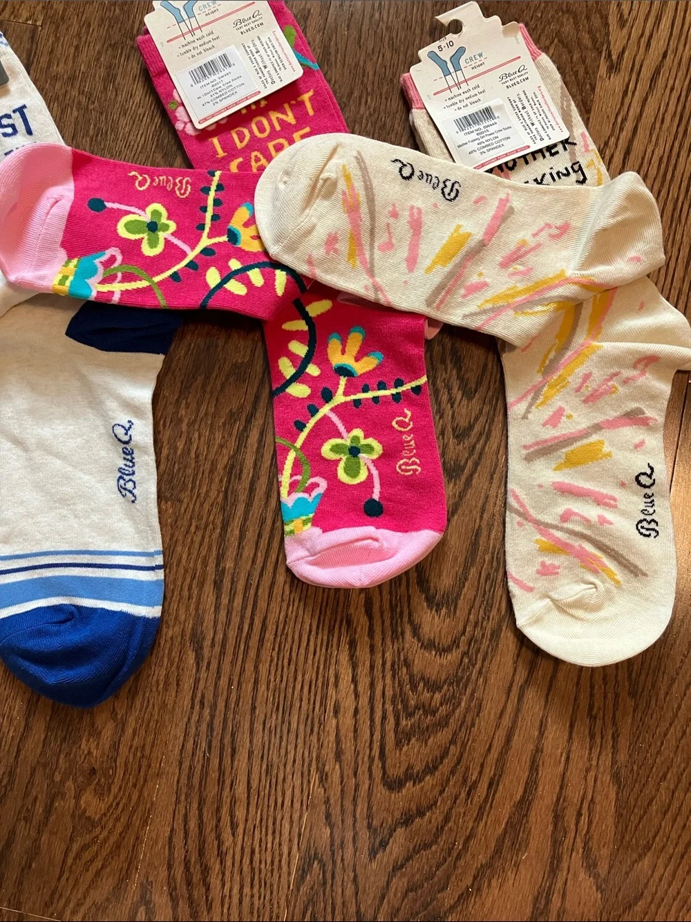 WOMEN-Blue Q Crew Socks- THREE pairs & THREE FREE bracelets to go with each:):)